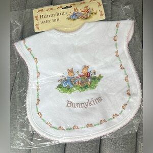 Royal Doulton BUNNYKINS Baby Feeding/Drool Bib Pink Trim RARE